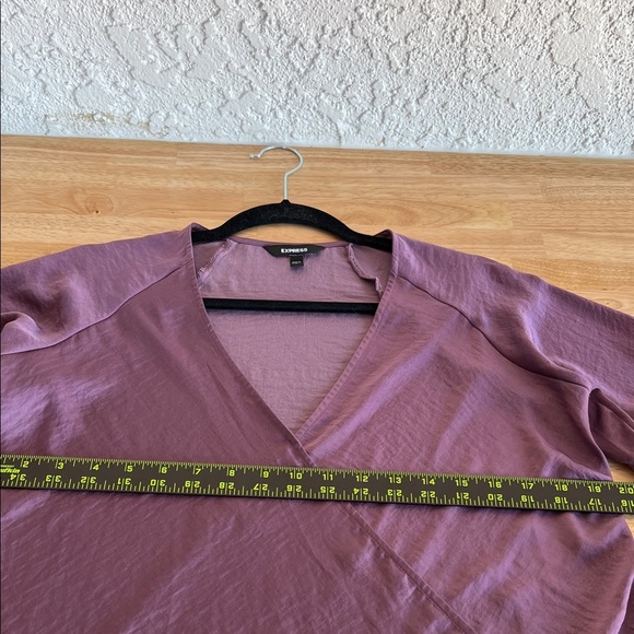 Express Women's Plum Ruffle Sleeve Blouse - Picture 14 of 16